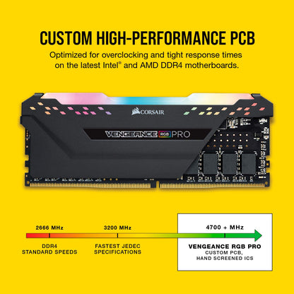 CORSAIR Vengeance RGB PRO 16GB (2x8GB) CMW16GX4M2C3200C16 DDR4 3200MHz C16 LED Desktop Memory - Black
