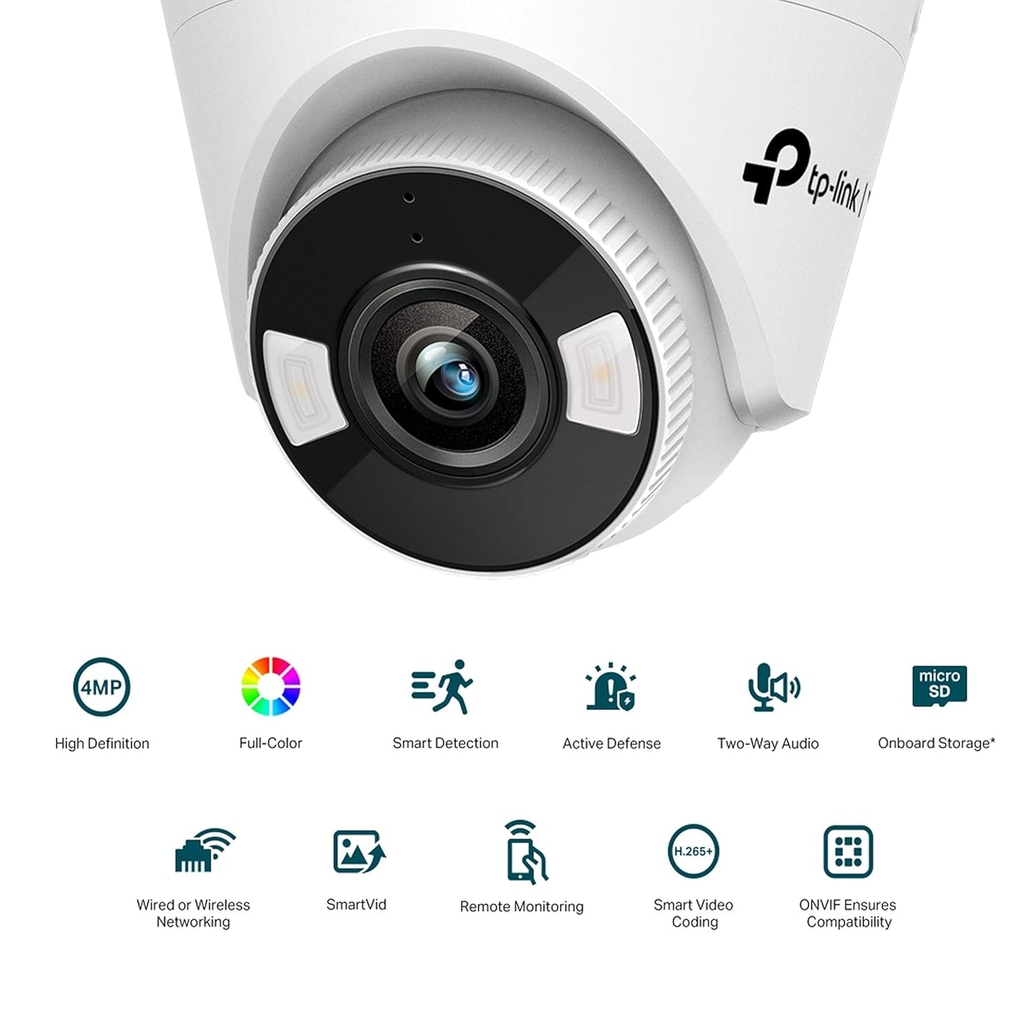 TP-Link VIGI C440 2.8mm Lens Smart Security Camera | 4MP Ultra HD Full-Color Turret Network Camera | Smart Detection | ONVIF | H.265+ | PoE/12V DC CCTV | Remote Monitoring/Pan/Tilt