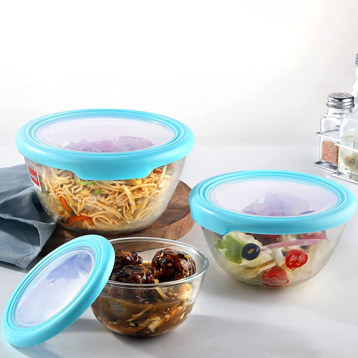 CELLO Ornella Toughened Glass Mixing Bowl Without Lid | Microwave Safe & Dishwasher Safe | Clear & Non- Porous Glass | Scratch Resistant | Transparent