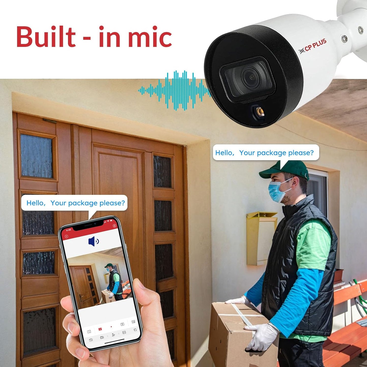 CP Plus 4MP Full HD IP Outdoor Bullet Camera | STQC Model | CP-UNC-TA41L3C-D-LQ | Color Night Vision | IR Night Vision | Built-in Mic | 3.6mm Fixed Lens | PoE | Compatible with NVR only