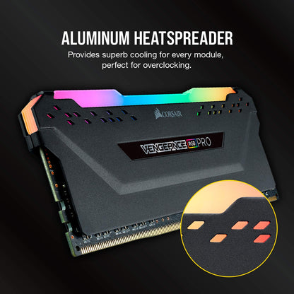CORSAIR Vengeance RGB PRO 16GB (2x8GB) CMW16GX4M2C3200C16 DDR4 3200MHz C16 LED Desktop Memory - Black