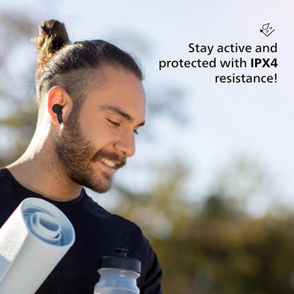 PHILIPS Audio TAT1169BK/94 True Wireless in Ear Earbuds with Pocket Sized Charging Case, Play Time Upto 55Hrs, 12mm Dynamic Drivers, Inbuilt Mic, IPX4 Splash & Sweat Resistant (Black)
