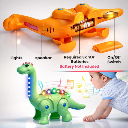 Electric Walking Dinosaur Toy - Lights, Music & Sound Effects | Kids Pet Toy