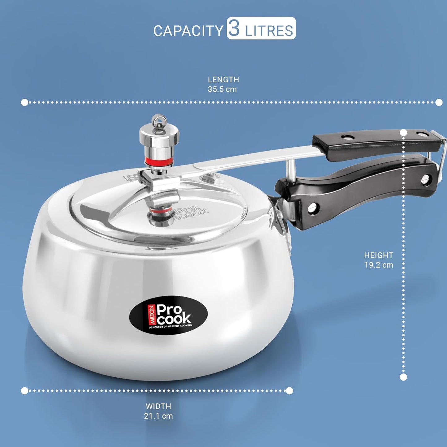 Wide Base Pressure Cooker Inner Lid Aluminium Non Induction (Milton Procook)
