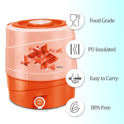 MILTON Plastic N-Ew Kool Rover 18 Insulated Water Jug, 16 L (Orange)