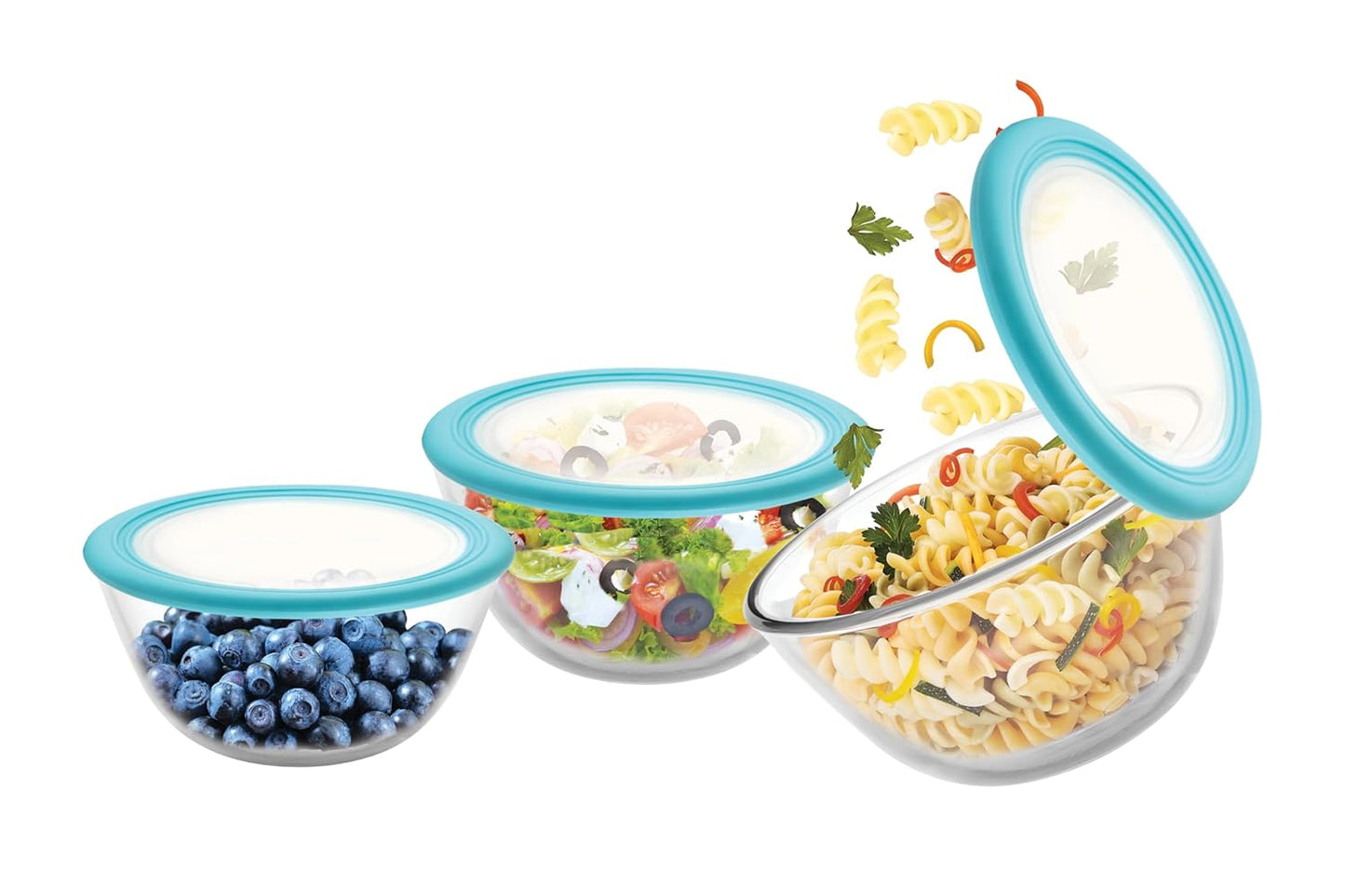CELLO Ornella Toughened Glass Mixing Bowl Without Lid | Microwave Safe & Dishwasher Safe | Clear & Non- Porous Glass | Scratch Resistant | Transparent