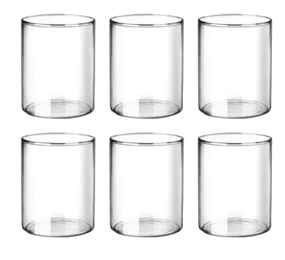 Treo by Milton Vector Borosilicate Glass Tumbler, Set of 6, 300 ml Each, Transparent, Ideal for Water, Juice, Cocktails, Mocktails