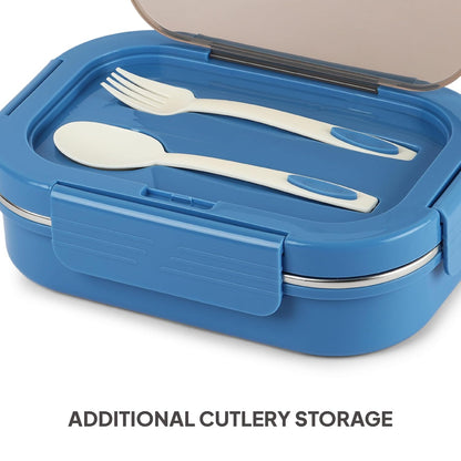 CELLO Lunch Buddy Insulated Lunch Box with Plastic Spoon and Fork | 100% Food Grade | Leak Proof and Break Resistant | Ideal for College,Office, Outdoor Activities | 925 ml, Pink