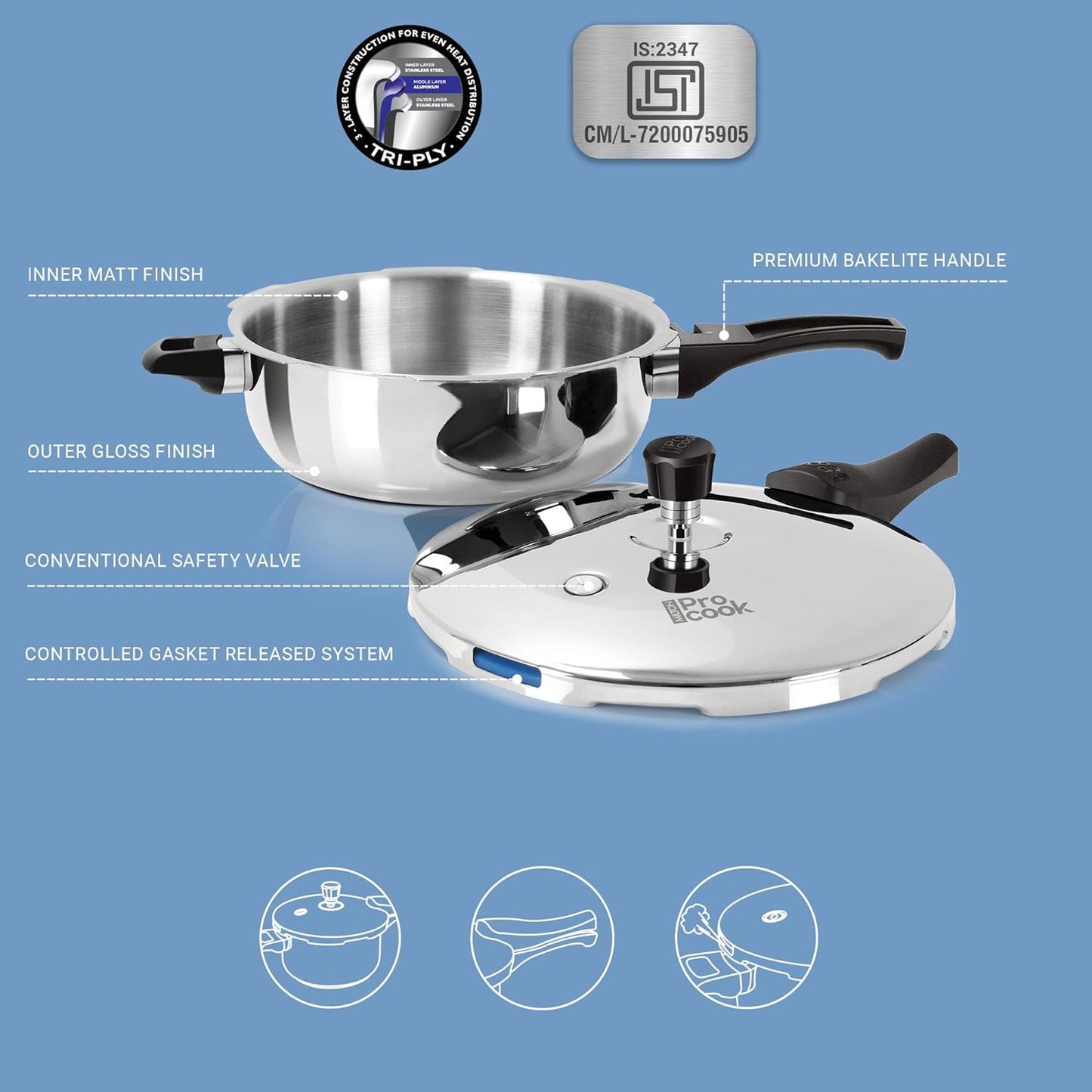 Triply Pressure Cooker (Milton Procook)