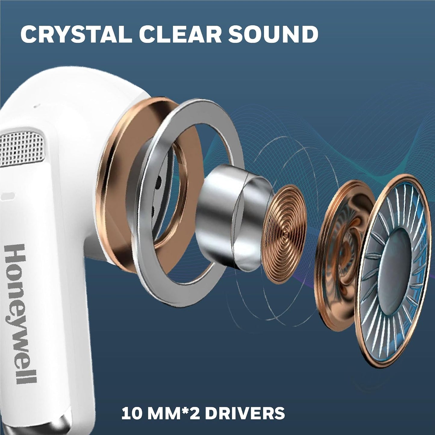 Honeywell Newly Launched Trueno U5100, in-Ear Wireless Hybrid ANC TWS Earbuds, with 33 dB ANC, Low Latency Mode, 6 mics, Bluetooth V5.2, 62 Hours of Playtime, 2 Years Manufaturer Warranty