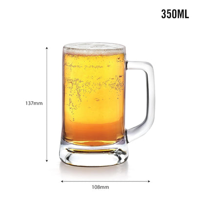 CELLO Executive Beer Mug with Handle | Glasses for Beer, Juice | Scratch Resistant & Easy to Clean | Dishwasher Safe Mug | Transparent | Set of 2, 400ml