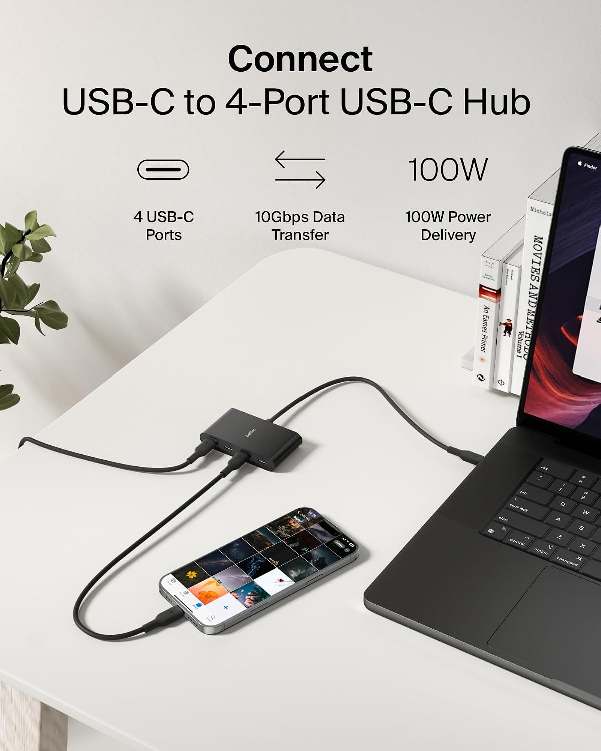 Belkin Connect USB-C to 4-Port USB-C Hub - ports view