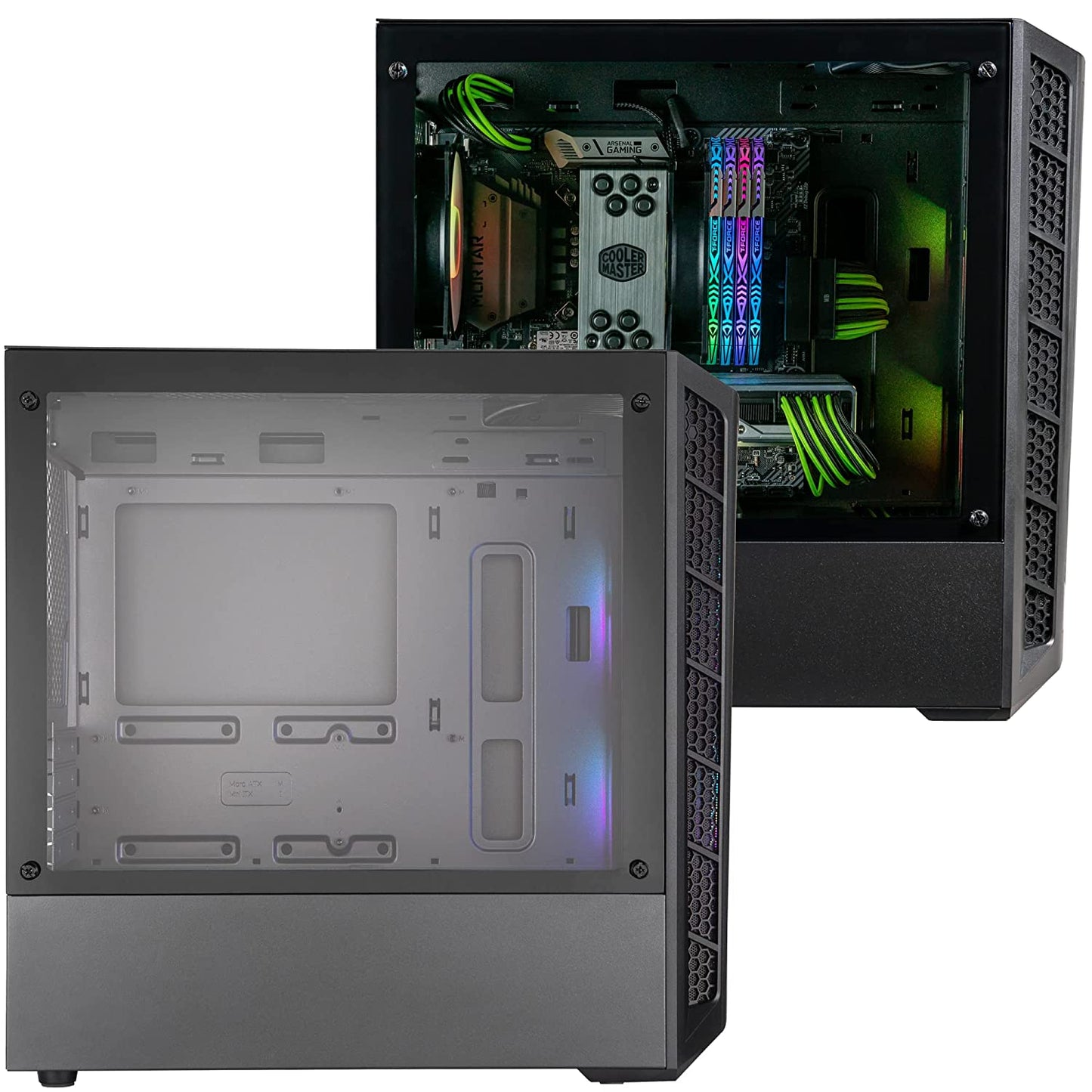 Cooler Master MasterBox MB311L ARGB Airflow Micro-ATX Tower with Dual ARGB Fans Fine Mesh Front Panel Mesh Side Intakes and Tempered Glass Side Panel