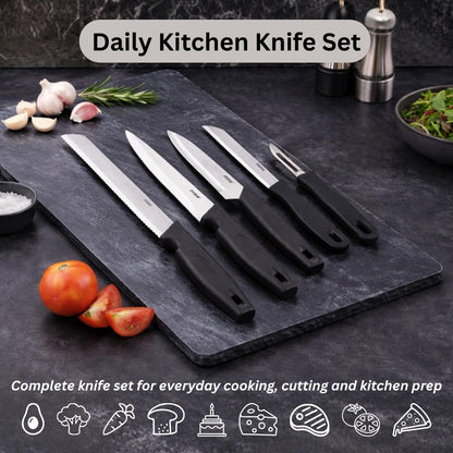 Rena Germany 5-Piece Kitchen Knife Set – Stainless Steel with Vegetable Peeler