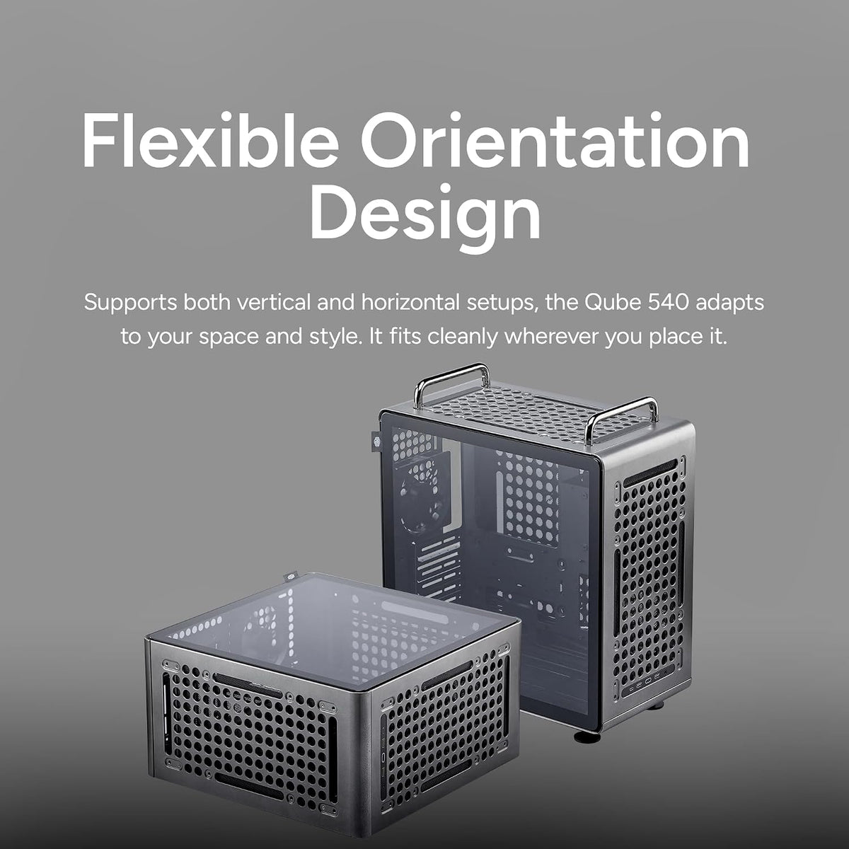 Cooler Master QUBE 540 ATX Mid-Tower PC Case, High Airflow, Tempered Glass