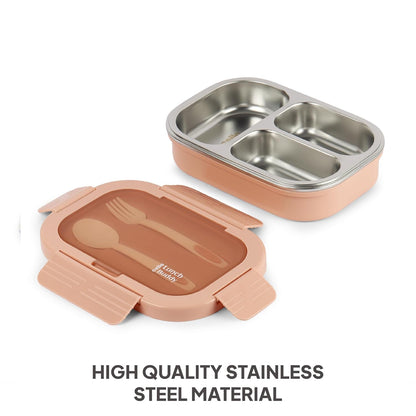 CELLO Lunch Buddy Insulated Lunch Box with Plastic Spoon and Fork | 100% Food Grade | Leak Proof and Break Resistant | Ideal for College,Office, Outdoor Activities | 925 ml, Pink