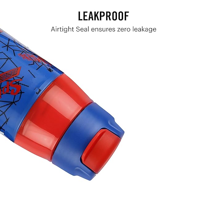 CELLO Puro Steel-X Hydra Kid 600 Inner Steel Insulated Water Bottle 520ml, Blue | Spiderman Vs Vemon Design | ISI Certified, Leakproof | Easy to Carry with Loop | Insulated Cold Water Bottle For School