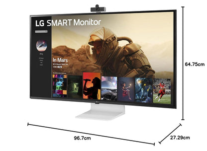 LG 43" Ultrafine™ Smart Monitor UHD 4K IPS (3840 * 2160), HDR 10, Wireless Connectivity, webOS, AirPlay 2, USB Type-C (65W PD), Speakers 10WX2, Magic Remote, HDMIx2, DP, HP Out, 43SQ700 (White)
