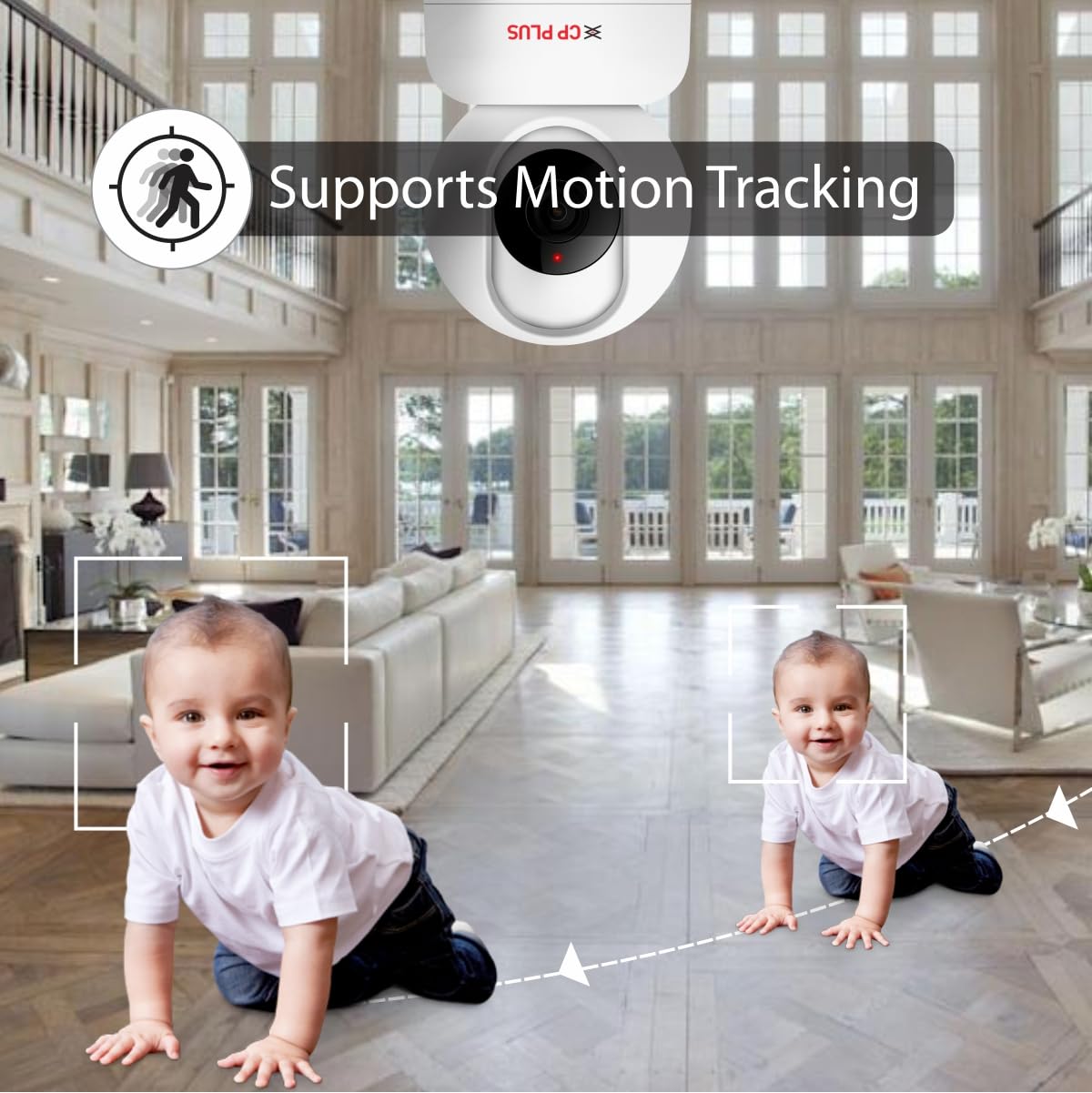 CP PLUS 2MP Full HD Smart Wi-fi CCTV Home Security Camera | 360° with Pan Tilt | 2Way Talk | Motion Detect | Night Vision | Supports SD Card (Upto 128 GB), Alexa & Ok Google | CP-E21A