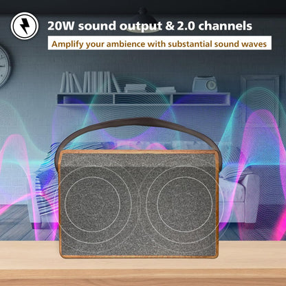 Philips Bluetooth Speaker TAS2228/94, 20W RMS with 6 Hrs Playtime, Retro Wooden Design, Indoor and Outdoor Mode, USB Playback, FM, Mic Input, Comes with Carry Strap (Brown)