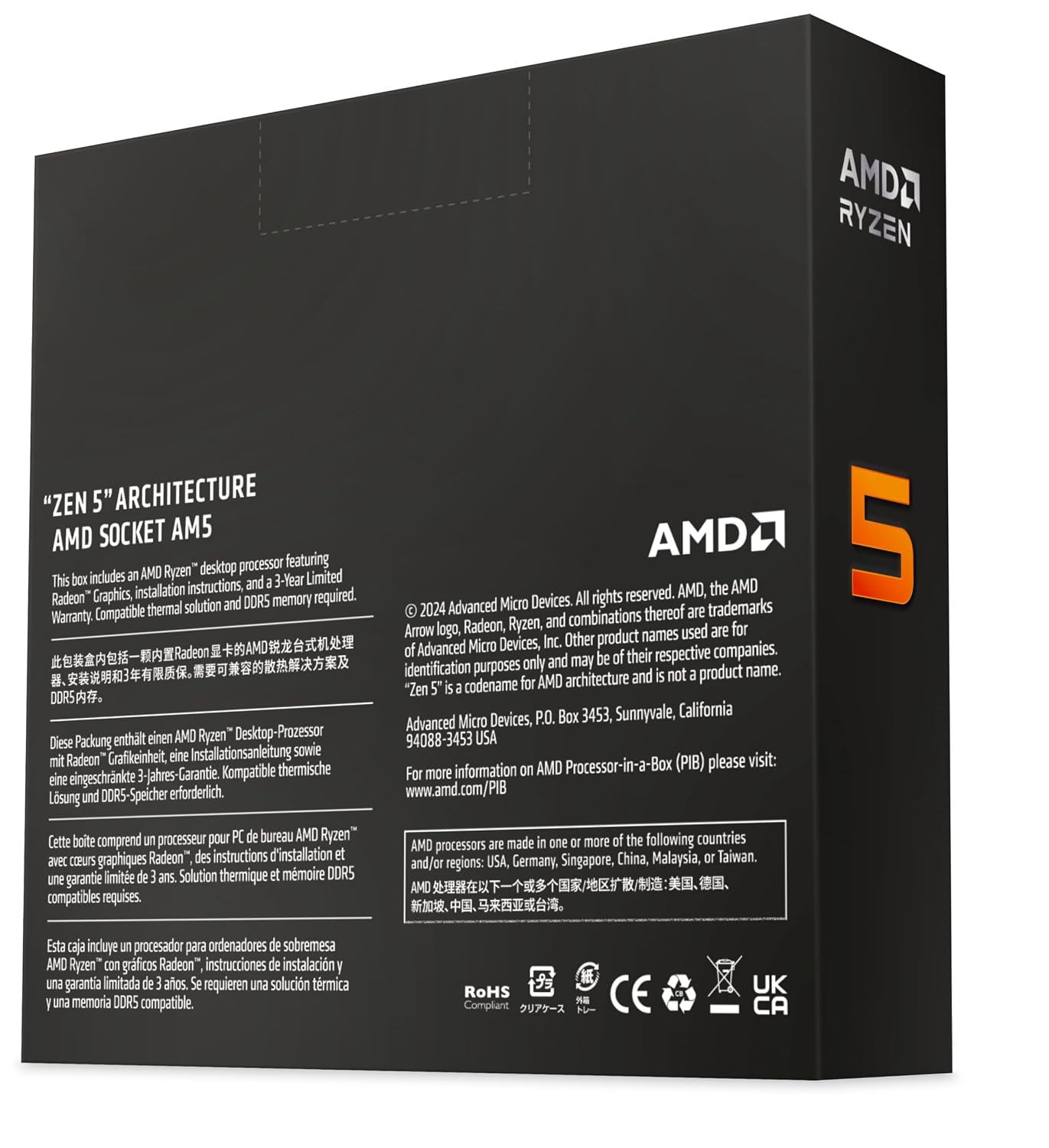 AMD Ryzen 5 9600X Desktop Processor (6 Cores, 12 Threads, 5.4GHz Boost, AM5)