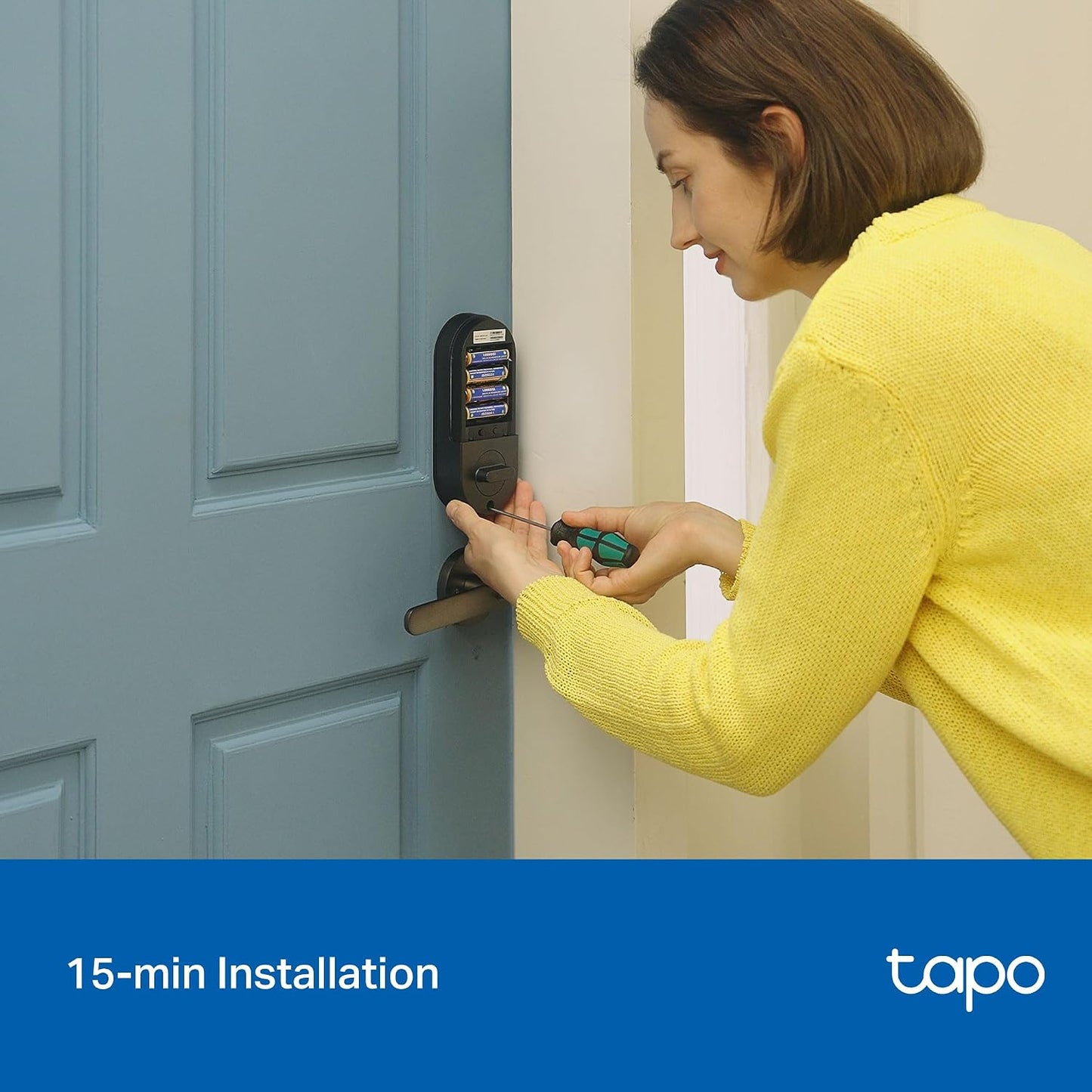 Tapo Smart Wi-Fi Deadbolt Door Lock Keyless Tactile Buttons, Customized Access with in-App Monitoring, IP54 Weatherproof, BHMA Grade 3, Compatible with Standard Door Size, Tapo DL100 Free Installation