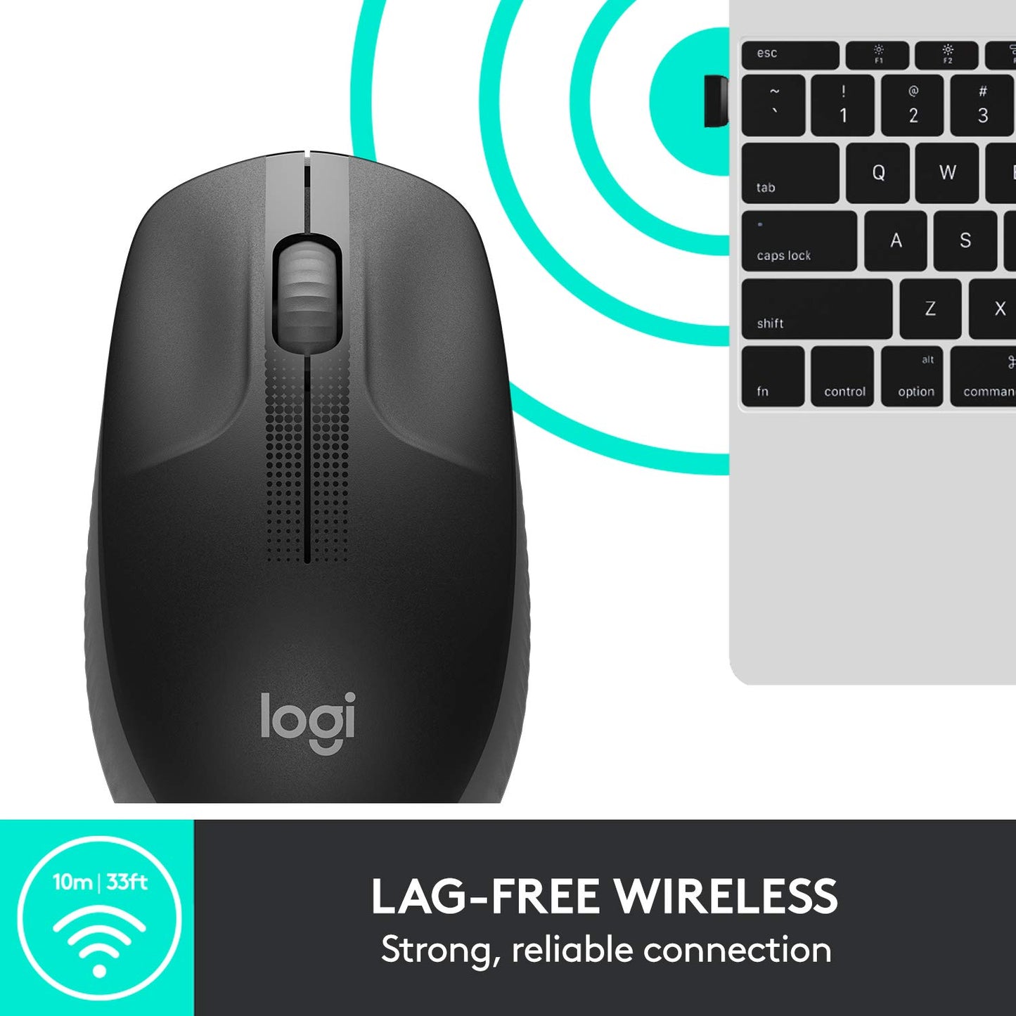 Logitech Wireless Mouse M191, Full Size Ambidextrous Curve Design, 18-Month Battery with Power Saving Mode, USB Receiver, Precise Cursor Control + Scrolling, Wide Scroll Wheel, Scooped Buttons - Black-MOUSE-Logitech-computerspace