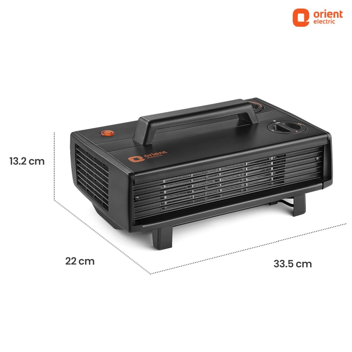 Orient Electric Heat Convector Compact Heater | 2000W with two heat settings | Quick Heating with two fans | Neon Indicator| 2-year warranty by Orient | Black