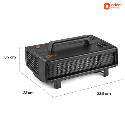 Orient Electric Heat Convector Compact Heater | 2000W with two heat settings | Quick Heating with two fans | Neon Indicator| 2-year warranty by Orient | Black