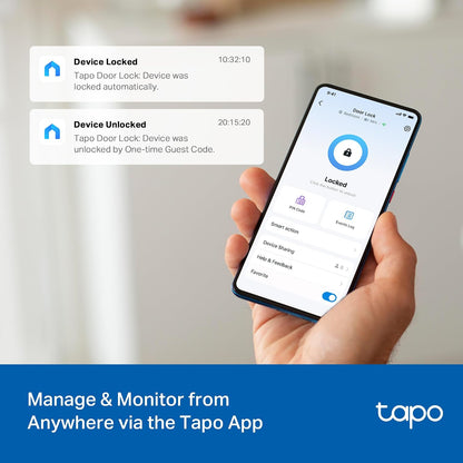 Tapo Smart Wi-Fi Deadbolt Door Lock Keyless Tactile Buttons, Customized Access with in-App Monitoring, IP54 Weatherproof, BHMA Grade 3, Compatible with Standard Door Size, Tapo DL100 Free Installation