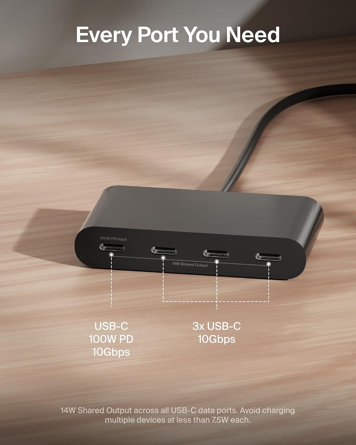Belkin Connect USB-C to 4-Port USB-C Hub - lifestyle in use