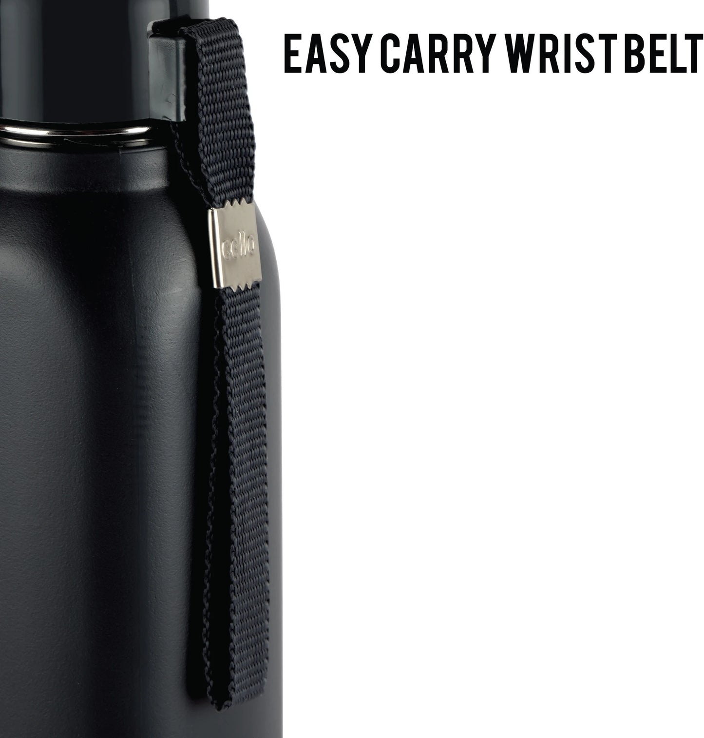 Cello Puro Steel-X Royce 900 | PU Insulation | Leak Proof | Wide Mouth | 730 ml Stainless Steel Flask (Pack of 1, Black)