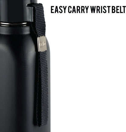 Cello Puro Steel-X Royce 900 | PU Insulation | Leak Proof | Wide Mouth | 730 ml Stainless Steel Flask (Pack of 1, Black)