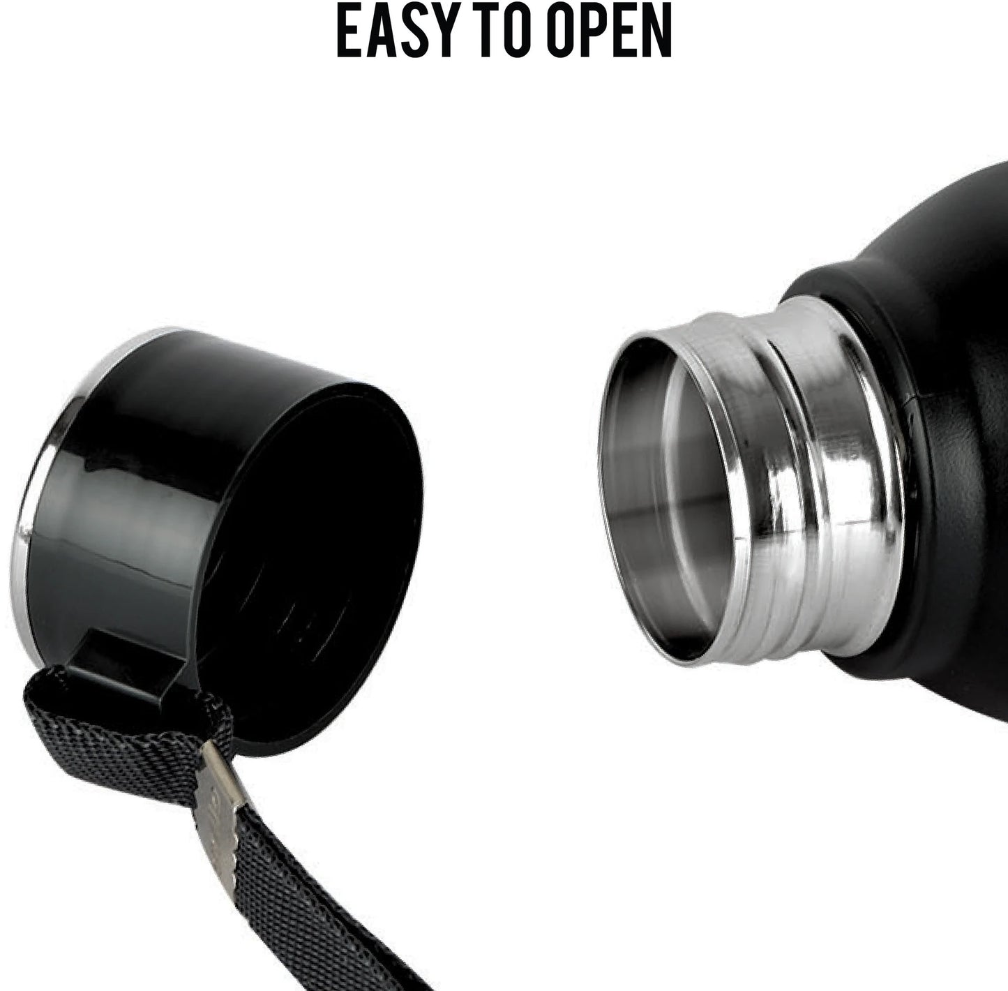 Cello Puro Steel-X Royce 900 | PU Insulation | Leak Proof | Wide Mouth | 730 ml Stainless Steel Flask (Pack of 1, Black)