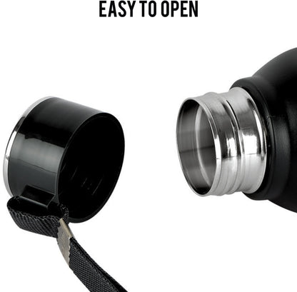 Cello Puro Steel-X Royce 900 | PU Insulation | Leak Proof | Wide Mouth | 730 ml Stainless Steel Flask (Pack of 1, Black)