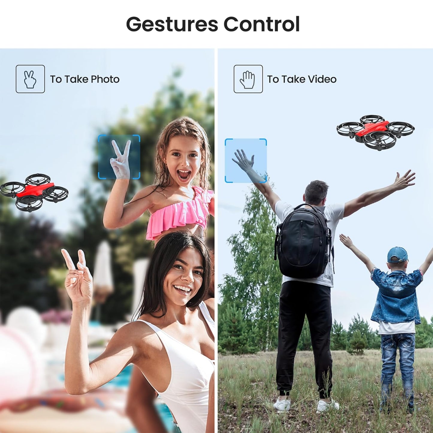 IZI PRO Nano Drone 720P HD Camera 2 Batteries with Battle Mode, One-Key Start, Altitude Hold | 360° Flip, Gesture Control, 20 Minutes Fly Time, Portable Mini RC Drone for Beginners (Red)