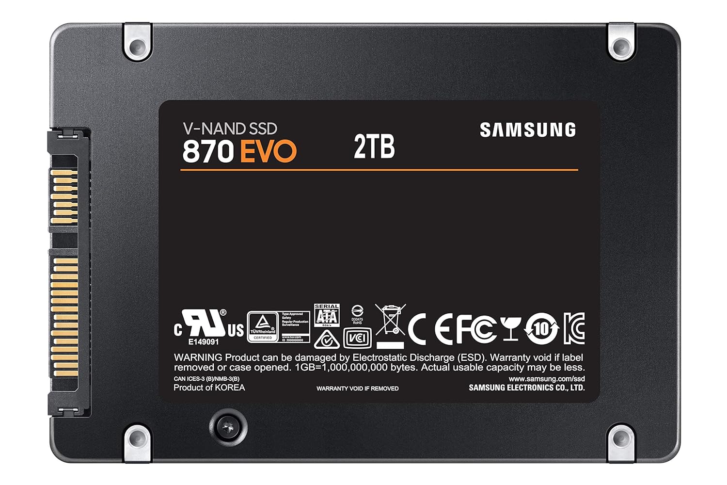 Samsung 870 EVO 2TB SATA 6.35 cm (2.5") Internal Solid State Drive (SSD) (MZ-77E2T0)-ssd-SAMSUNG-computerspace