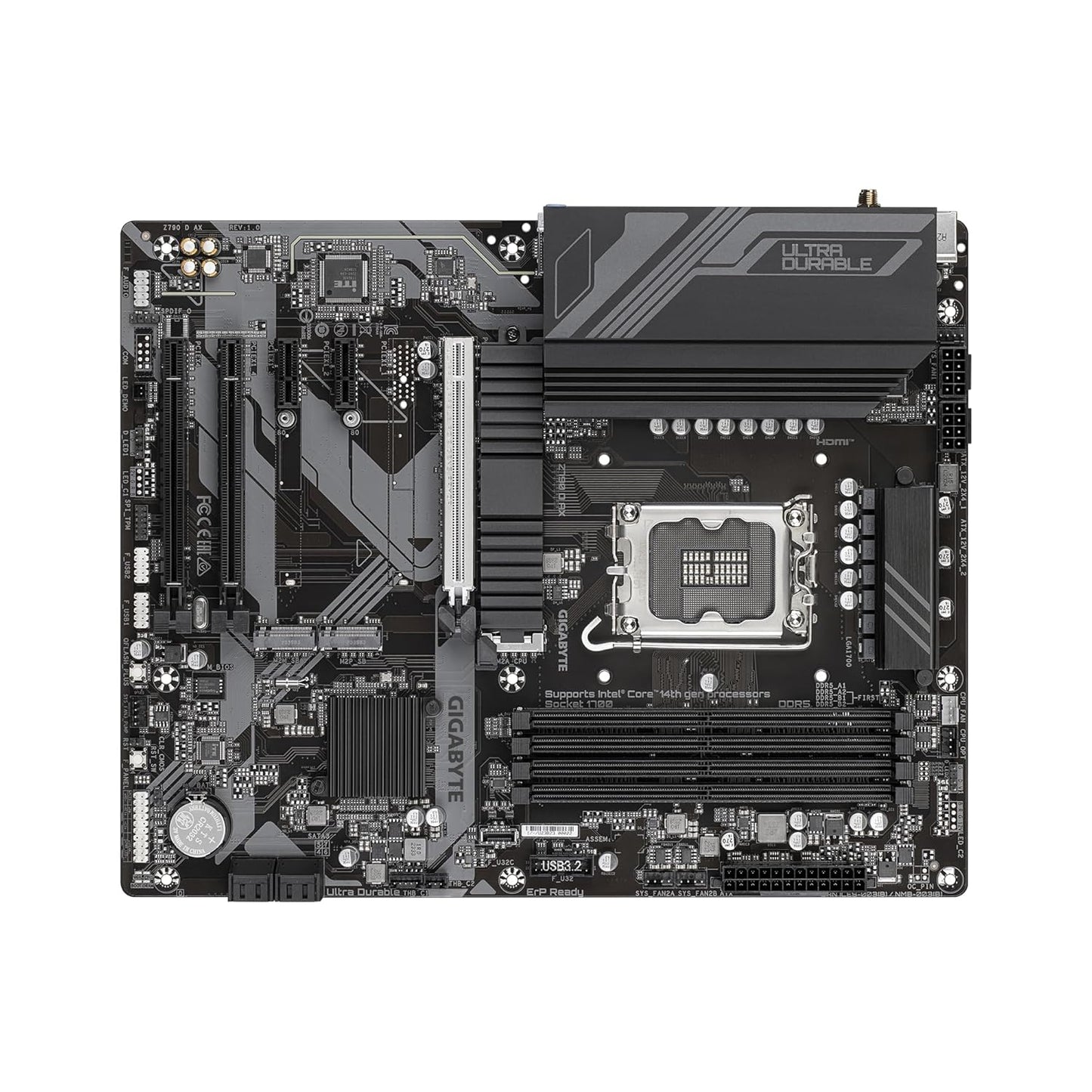 GIGABYTE Z790 D AX Gaming Motherboard – LGA1700, Supports Intel 14th/13th/12th Gen, DDR5, PCIe 5.0, Triple M.2, Wi-Fi 6E, 2.5Gb LAN, USB-C, HDMI, DisplayPort, ATX