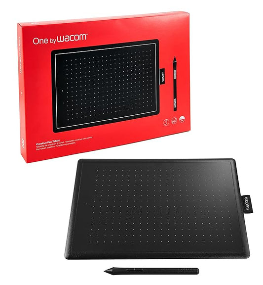 Wacom One by CTL-672 Medium 8.5-inch x 5.3-inch Graphic Tablet (Red/Black)