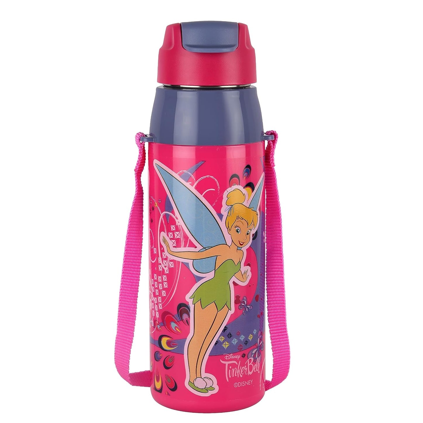 CELLO Puro Steel-X Hydra Kid 600 Water Bottle | PU Insulation | School Bottle | Picnic Bottle | Cold Insulation | Leak Proof | Kids Bottle | Easy to Carry | Tinker Bell | 520ml | Pink