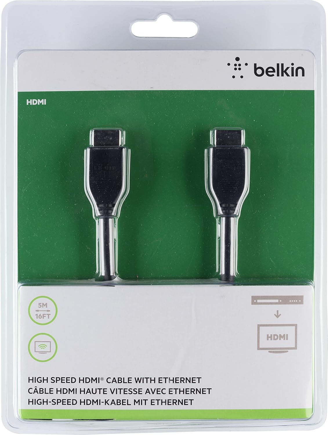 Belkin 5 Meter (16.5 Feet) High-Speed Nickel-Plated HDMI Cable, Supports 3D, 4K, 1080p, Audio Return and Ethernet for TV - Black