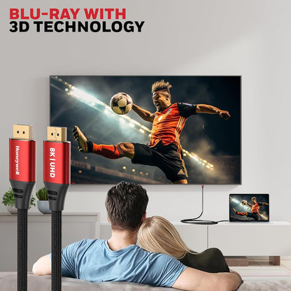 Honeywell DisplayPort to DisplayPort 2.0 Cable – 8K@60Hz UHD, 40Gbps, 2 Meter, Male to Male (TV, Laptop, Monitor, Projector)