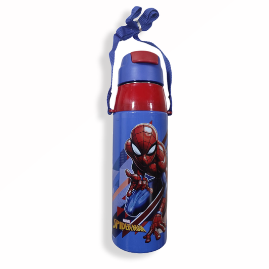 CELLO Puro Steel-X Hydra Kid 600 Inner Steel Insulated Water Bottle 520ml, Blue | Spiderman Vs Vemon Design | ISI Certified, Leakproof | Easy to Carry with Loop | Insulated Cold Water Bottle For School