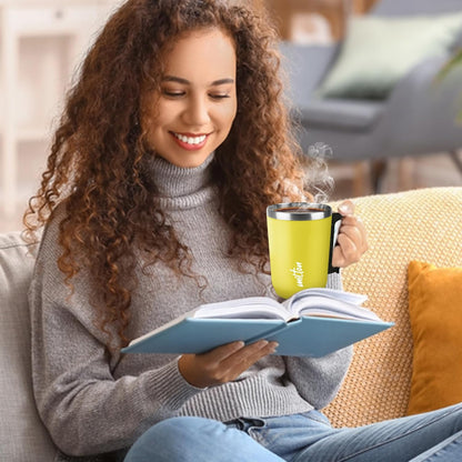 MILTON Cool Touch Coastal Coffee Mug 350 Double Walled 300 ml Inner Stainless Steel Tea Mug and Lid, Coffee Mug Travel Tea Cup, Black Coffee, Single, Blue