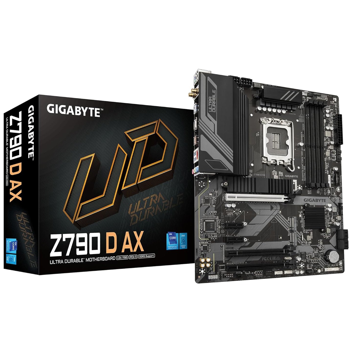GIGABYTE Z790 D AX Gaming Motherboard – LGA1700, Supports Intel 14th/13th/12th Gen, DDR5, PCIe 5.0, Triple M.2, Wi-Fi 6E, 2.5Gb LAN, USB-C, HDMI, DisplayPort, ATX