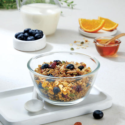 CELLO Ornella Toughened Glass Mixing Bowl Without Lid | Microwave Safe & Dishwasher Safe | Clear & Non- Porous Glass | Scratch Resistant | Transparent