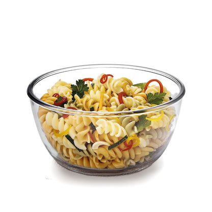 CELLO Ornella Toughened Glass Mixing Bowl Without Lid | Microwave Safe & Dishwasher Safe | Clear & Non- Porous Glass | Scratch Resistant | Transparent