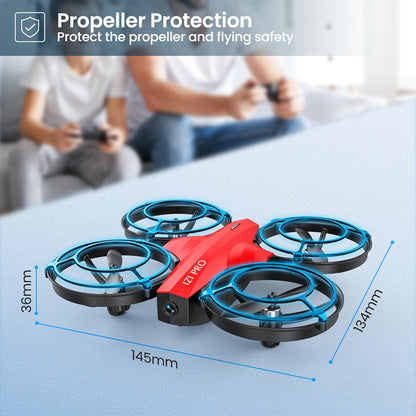IZI PRO Nano Drone 720P HD Camera 2 Batteries with Battle Mode, One-Key Start, Altitude Hold | 360° Flip, Gesture Control, 20 Minutes Fly Time, Portable Mini RC Drone for Beginners (Red)