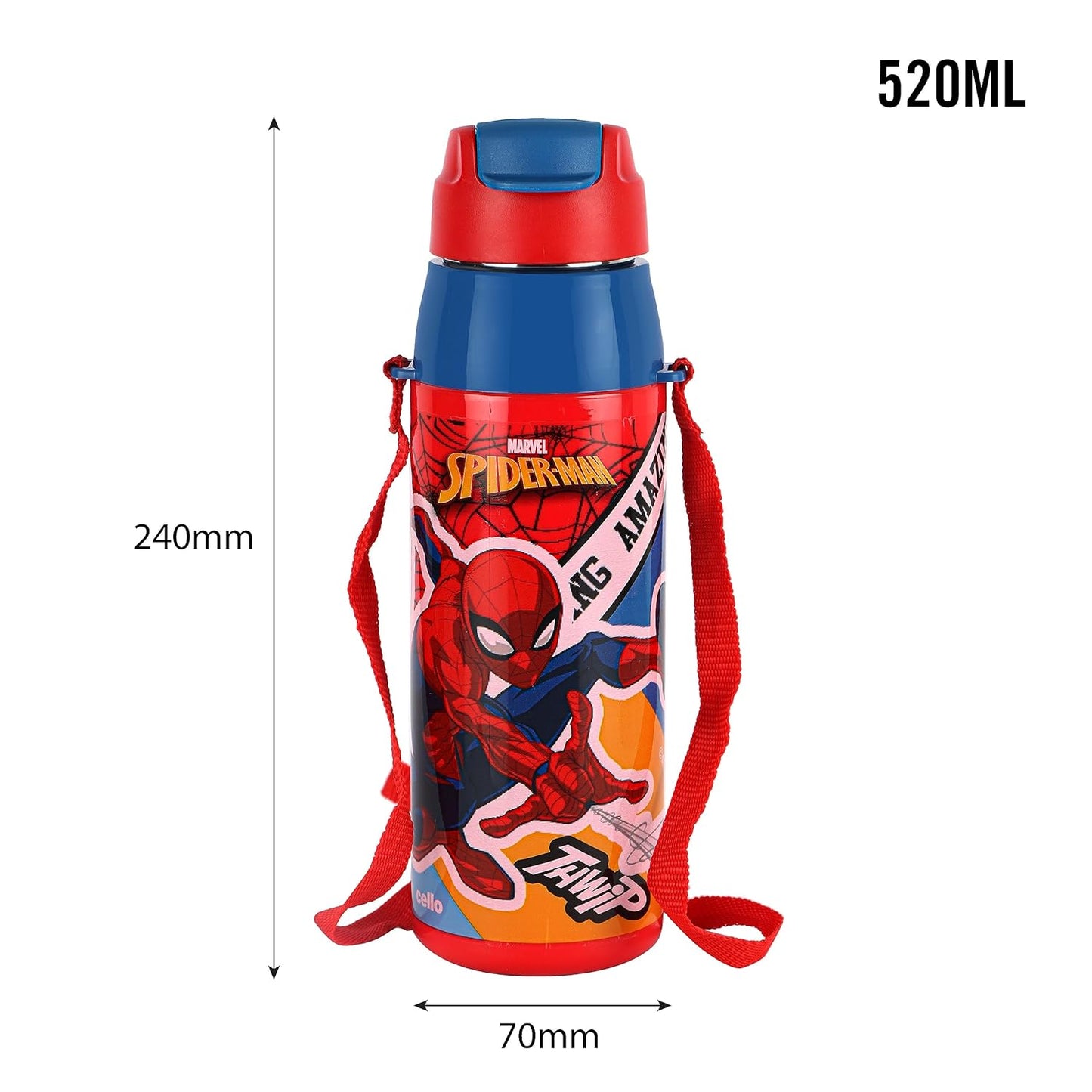 CELLO Puro Steel-X Hydra Kid 600 Water Bottle | PU Insulation | School Bottle | Picnic Bottle | Cold Insulation | Leak Proof | Kids Bottle | Easy to Carry | Tinker Bell | 520ml | Pink