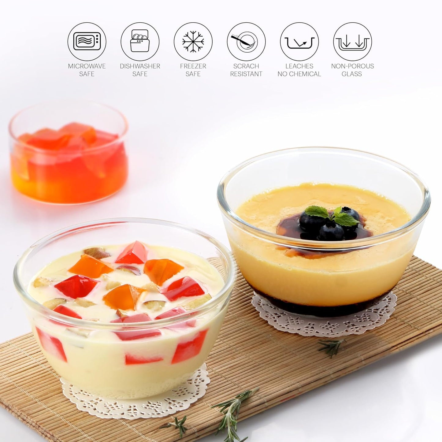 CELLO Ornella Toughened Glass Mixing Bowl Without Lid | Microwave Safe & Dishwasher Safe | Clear & Non- Porous Glass | Scratch Resistant | Transparent